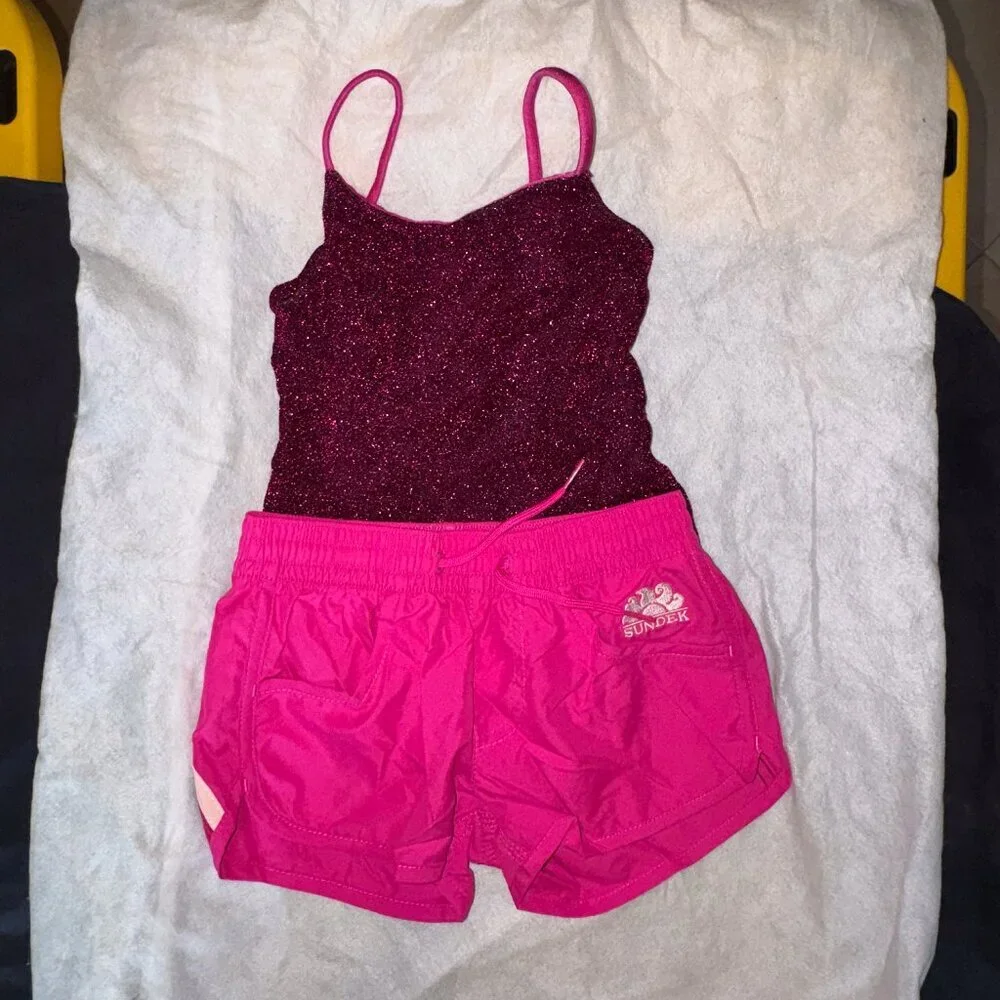 SUNDEK GIRL'S ONE-PIECE SWIMSUIT IN LUREX + MARGATE BOARD SHORTS